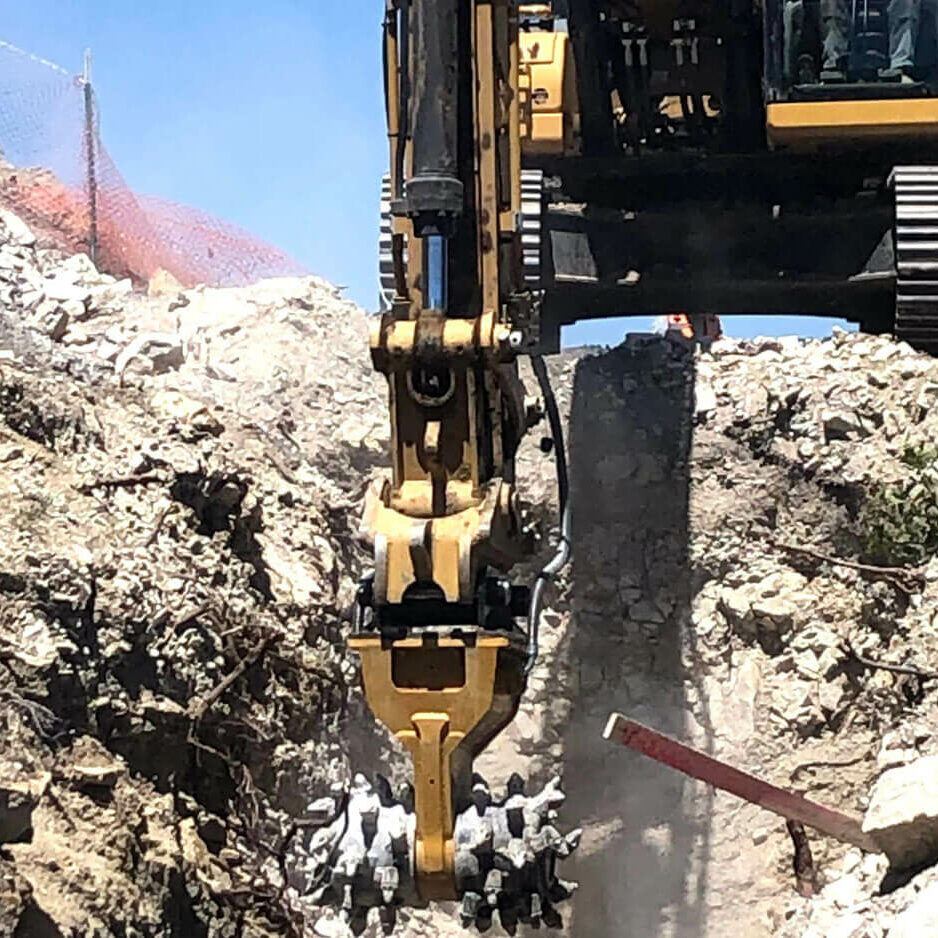 Rock Tools grinder attachment trenching in Limestone